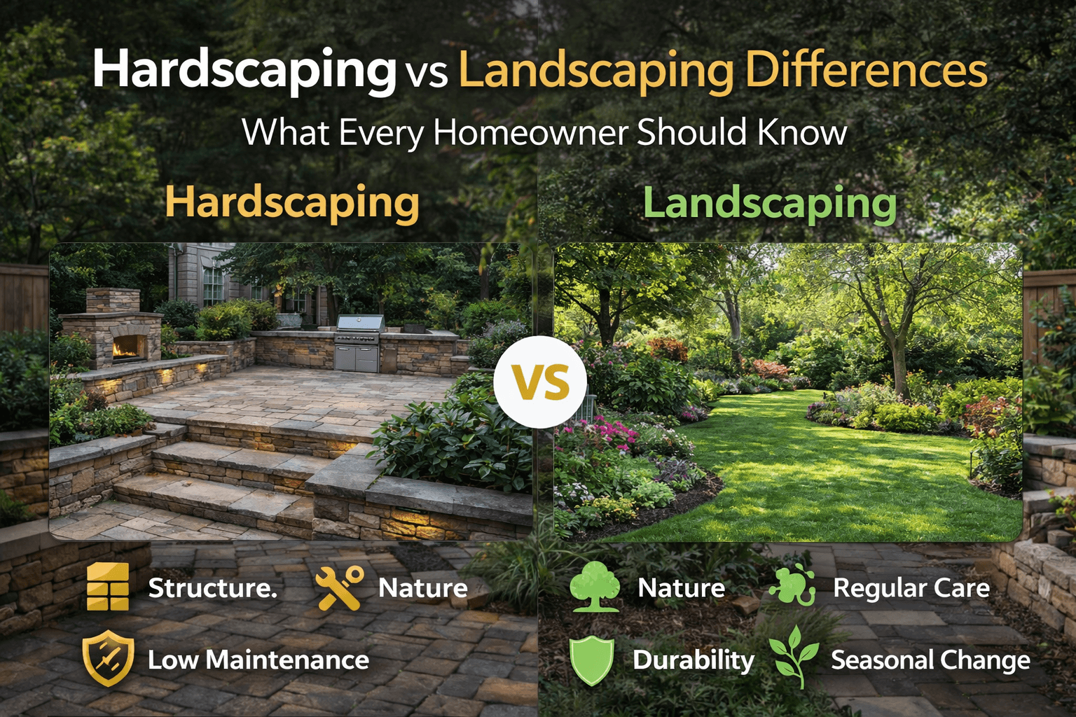 Hardscaping vs Landscaping Differences: What Every Homeowner Should Know