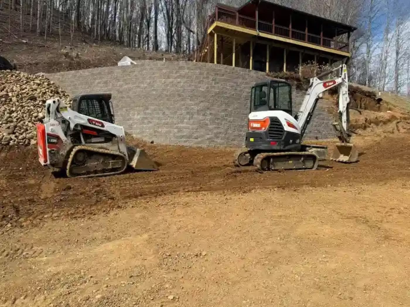 Block retaining wall installation in Johnson City, TN